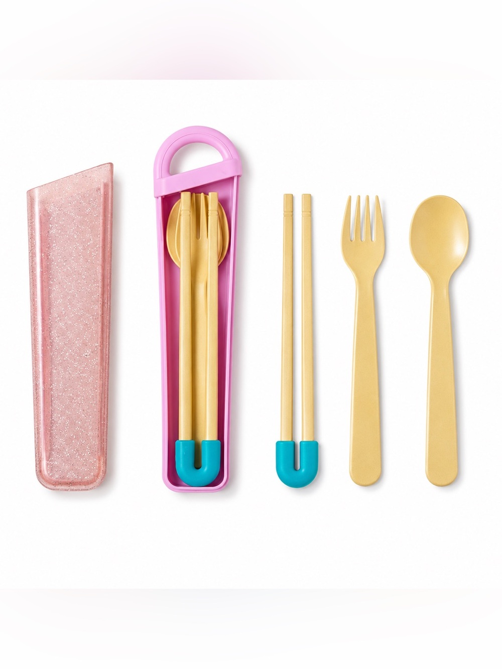 Cat & Jack Pink Carry Case with Utensil Set